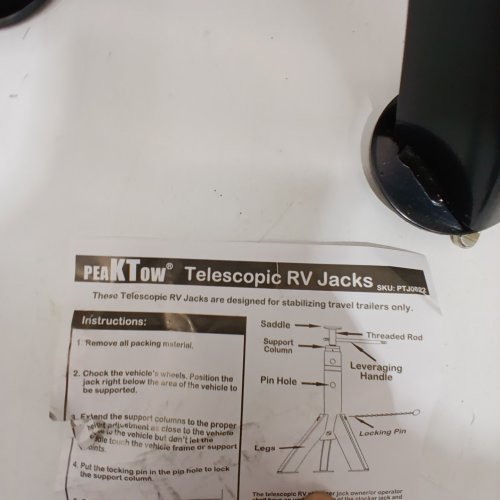 2PK PEAKTOW TELESCOPIC RV JACKS - 16"-32" HEIGHT - BLACK (MODEL: PTJ0822) image 2