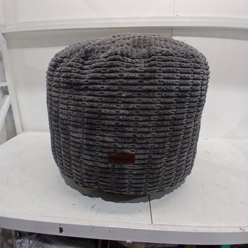 HIGOGOGO STUFFED ROUND POUF OTTOMAN - 20" X 15" - GREY image 3
