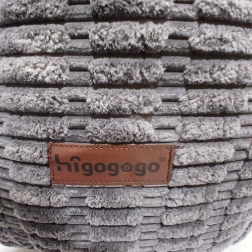 HIGOGOGO STUFFED ROUND POUF OTTOMAN - 20" X 15" - GREY image 5