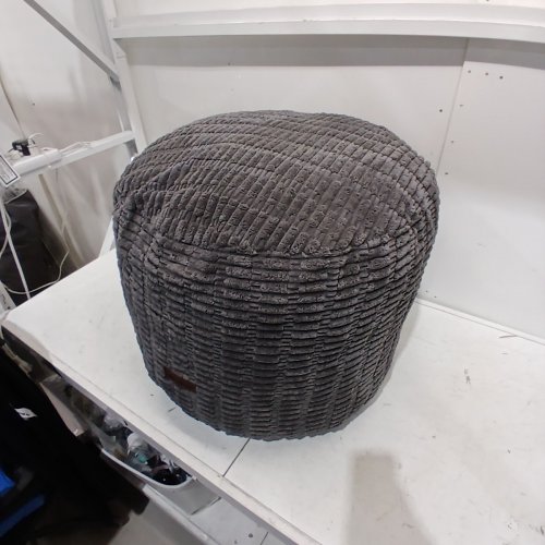 HIGOGOGO STUFFED ROUND POUF OTTOMAN - 20" X 15" - GREY image 6