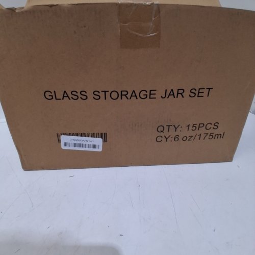 15PC GLASS STORAGE JAR SET - 6 OZ - CLEAR/NATURAL WOOD image 2