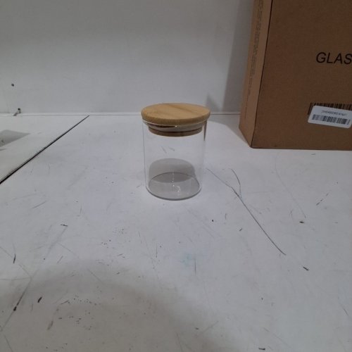 15PC GLASS STORAGE JAR SET - 6 OZ - CLEAR/NATURAL WOOD image 3