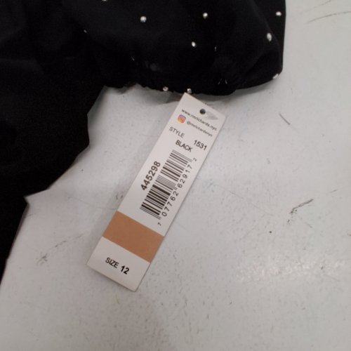 WOMEN'S R&M RICHARDS CLASSIC COCKTAIL DRESS WITH SHEER BALLOON SLEEVES AND RHINESTONE DETAILS - SIZE 12 - BLACK (STYLE: 1531) image 2