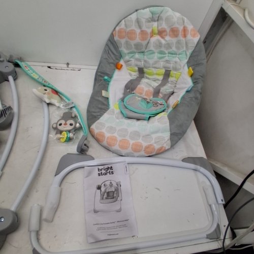 BRIGHT STARTS PORTABLE AUTOMATIC 6-SPEED BABY SWING- WHIMSICAL WILD- (MODEL: 11803) image 3