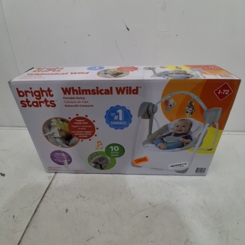 BRIGHT STARTS PORTABLE AUTOMATIC 6-SPEED BABY SWING- WHIMSICAL WILD- (MODEL: 11803) image 5