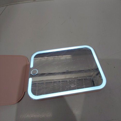 LED PORTABLE FOLDING MAKEUP MIRROR - PINK image 2