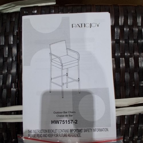 2PK PATIO JOY RATTAN WICKER OUTDOOR BAR CHAIR - WHITE (MODEL: HW75157-2) image 3