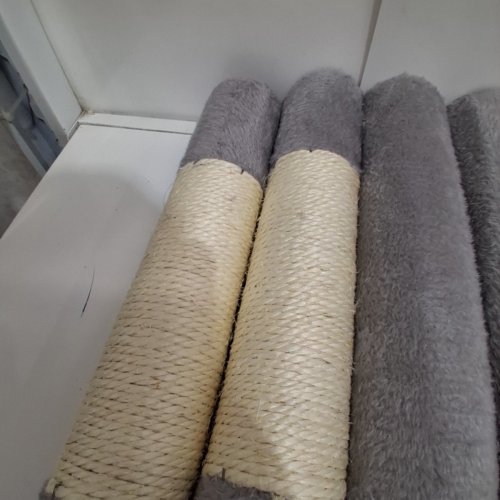 PEQULTI CAT TOWER FOR INDOOR CATS WITH 2 DOOR CONDO HOUSE AND SCRATCHING POSTS - 56" TALL - GREY (MODEL: AMT0110-SJB) image 3