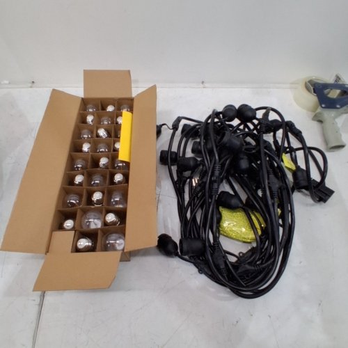 FEIT ELECTRIC WEATHERPROOF LED 24-LIGHT STRING LIGHTS WITH 2 SPARE LIGHTBULBS - 48FT - BLACK (MODEL: 1603293) image 2