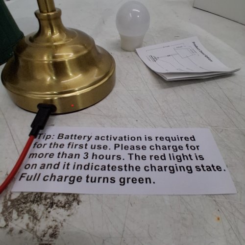 CORDLESS TABLE LAMP - 16" - GOLD / DARK GREEN image 2