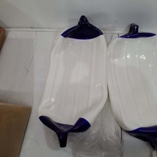 4PK COLINKTOOL RIBBED BOAT BUMPER FENDERS - 8.5" X 27" - WHITE/BLUE image 5