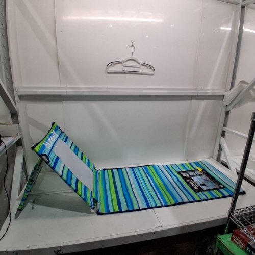 HURLEY BEACH LOUNGER WITH BUILT-IN COOLER - 70" X 21.5" - BLUE GREEN STRIPED image 3