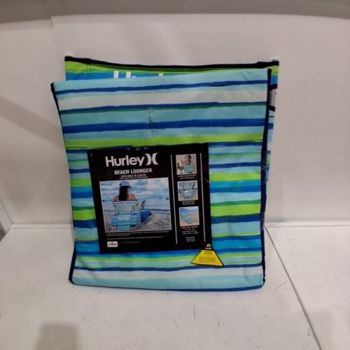 HURLEY BEACH LOUNGER WITH BUILT-IN COOLER - 70" X 21.5" - BLUE GREEN STRIPED image 6