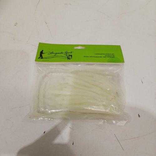 ~30PK LONGCASTER SPORTS GLOW WORM FISHING LURES - 3.8" , 2.2 GRAMS - WHITE image 2