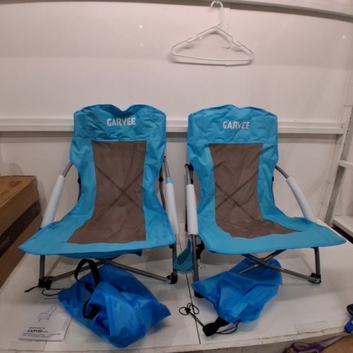 2PK GARVEE HIGH BACK FOLDING BEACH CHAIRS - BLUE (MODEL: PSS_33JLX0N2) image 3