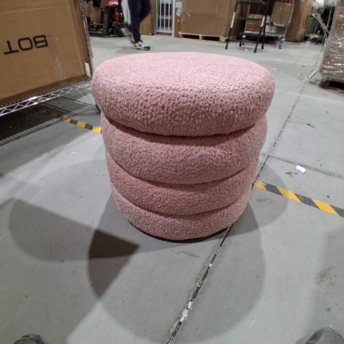 FLOUKI ROUND RIBBED STORAGE OTTOMAN - 20" - PINK (MODEL: OTM-001-04) image 8