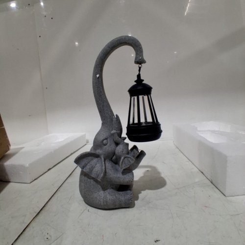 ELEPHANT STATUE WITH SOLAR LANTERN DECORATION - GREY (ITEM: FZY240706) image 3