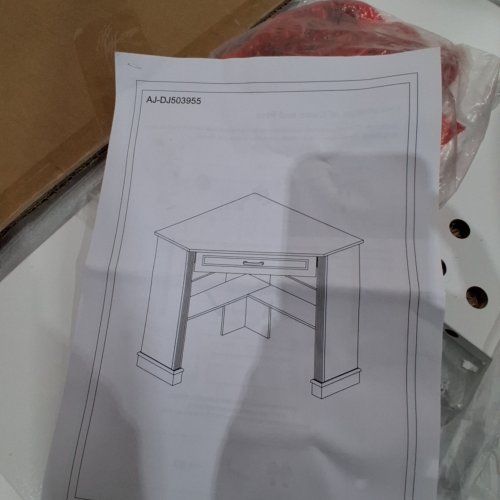 CORNER COMPUTER DESK WITH DRAWER AND UNDER STORAGE - 31.5" X 31.5" - WHITE/BLACK (MODEL: AJ-DJ503955_1) image 2