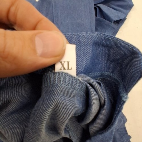 WOMEN'S BUTTON DOWN FAUX DENIM DRESS V-NECK COLLAR SHORT SLEEVE - EXTRA LARGE - BLUE image 2