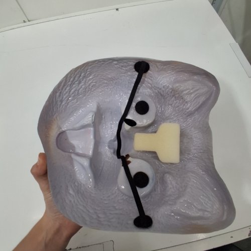 HALLOWEEN CAT FACE MASK - OSFM - TAN/WHITE image 2
