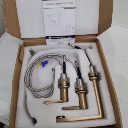 KOKOSIRI WIDESPREAD BATHROOM FAUCET - BRUSHED GOLD (MODEL: A1002) image 3