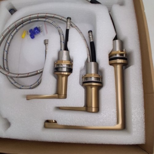 KOKOSIRI WIDESPREAD BATHROOM FAUCET - BRUSHED GOLD (MODEL: A1002) image 4
