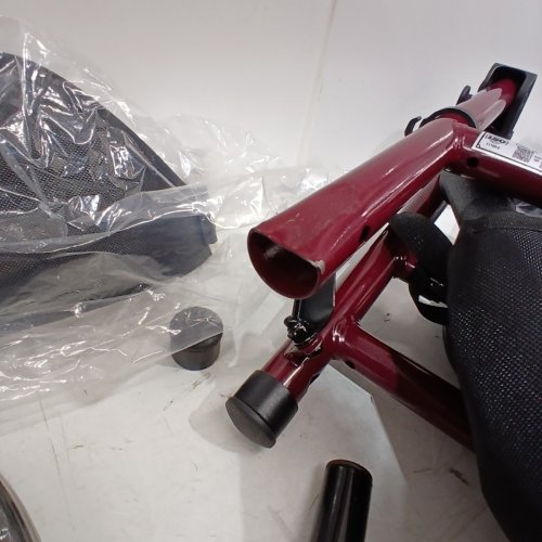 HOMLAND FOLDABLE ROLLATOR WALKERS WITH SEAT FOR SENIORS - 8" WHEELS - 350LBS CAP - BURGUNDY/RED (MODEL: R2-RD) image 3