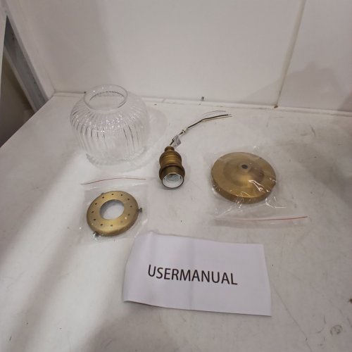 PERMO DECORATIVE SINGLE SEMI-FLUSH MOUNT INDUSTRIAL CEILING LIGHTING FIXTURE - BRASS & CLEAR (MODEL: E26-RC-27) image 4