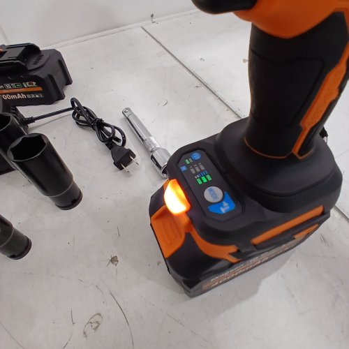 MAGSEN 1/2" CORDLESS BRUSHLESS HIGH TORQUE IMPACT WRENCH WITH BATTERIES - 21 V - ORANGE image 2