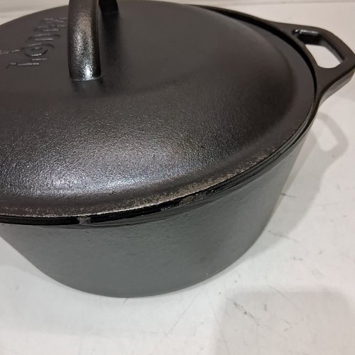 LODGE DUAL HANDLE PRE-SEASONED DUTCH OVEN CAST IRON POT WITH LID, 5QT - BLACK (MODEL: L8DOLK) image 7