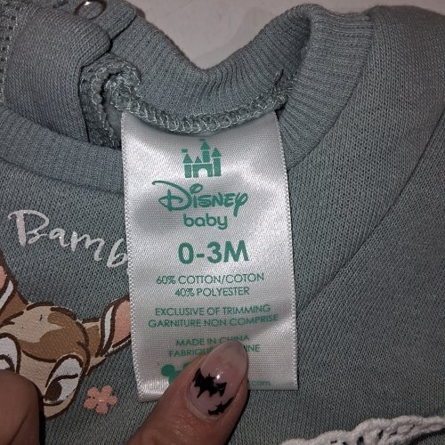 DISNEY BAMBI BABY SWEATSHIRT - 0-3M - SAGE GREEN image 3