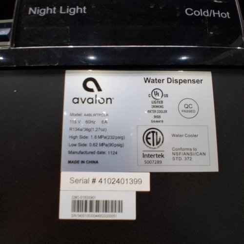 AVALON 3-TEMPERATURE BIOGUARD BOTTOM FILL HOT AND COLD WATER DISPENSER - 3-5GAL JUGS - 13" X 41" X 12" - 400W - BLACK - (MODEL: A4BLWTRCLR) image 7