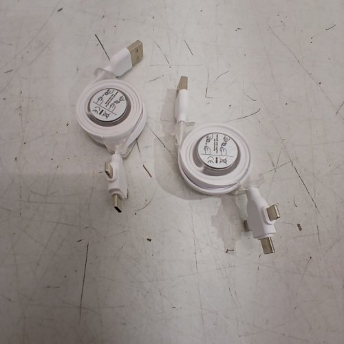2PK ASICEN MULTI-CONNECTOR RETRACTABLE CHARGING CABLES -MULTI CHARGER (3.3FT) -WHITE image 4