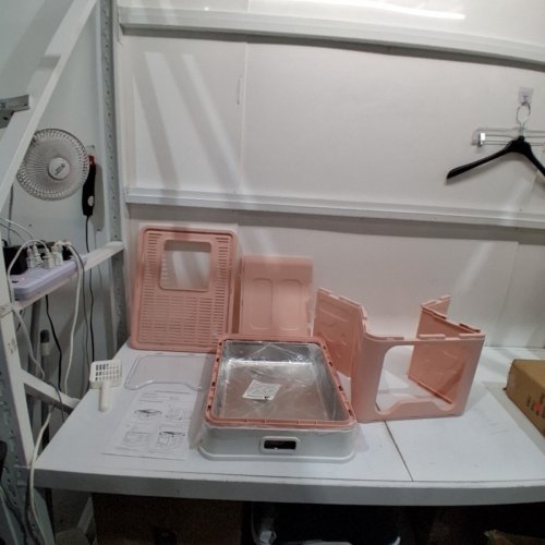 VEALIND LARGE FOLDABLE CAT LITTER BOX WITH SCOOP, LID & ANTI-SPLASH PROTECTION - PEACH PUFF (MODEL: MSP-09) image 2