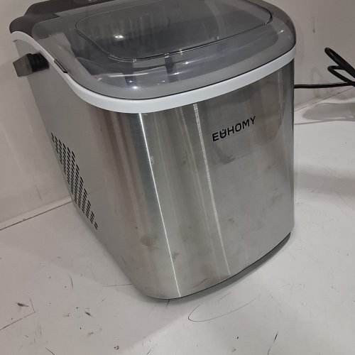 EUHOMY COUNTERTOP ICE MAKER MACHINE WITH HANDLE, BASKET AND SCOOP - MAKES 26LBS PER DAY - STAINLESS STEEL - (MODEL: IM001-BSI-CAEH / IM-06S) image 4