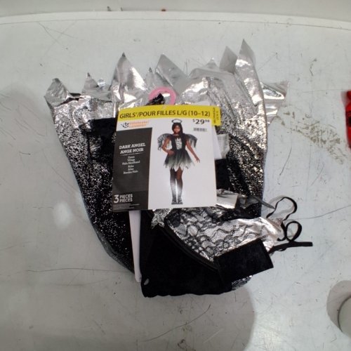 3PC KID'S WAY TO CELEBRATE DARK SPARKLE ANGEL COSTUME - LARG / 10-12 - BLACK SILVER image 2