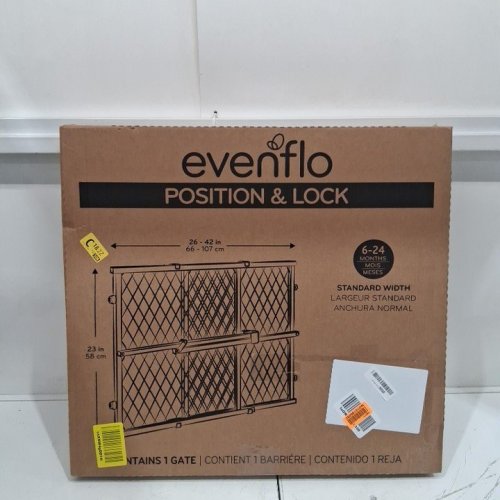 EVENFLO POSITION AND LOCK WIDE DOORWAY GATE - 23" X 26"-42" - TAN (MODEL: 6622100) image 2