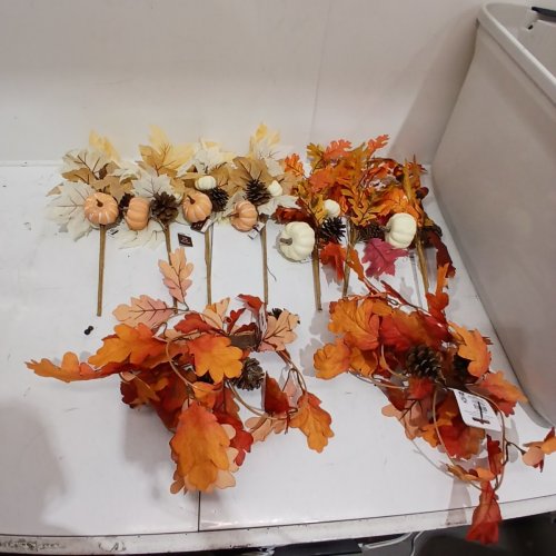 9PC AUTUMN FLORAL DECOR PICKS AND GARLANDS - MULTICOLOR image 2