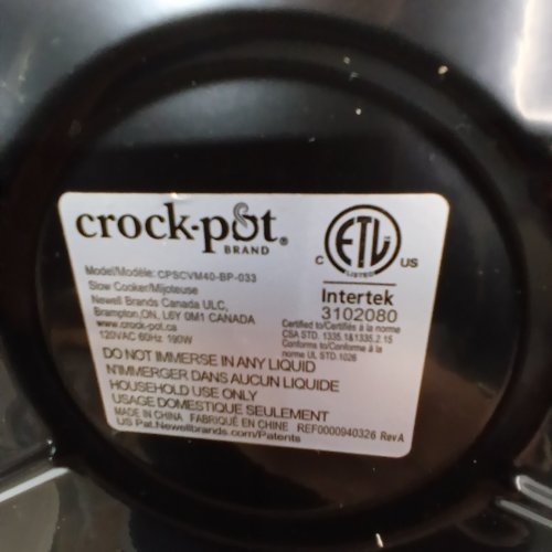 CROCK-POT MANUAL SLOW COOKER - 4QT - BLACK (MODEL: CPSCVM40-BP-033) image 8