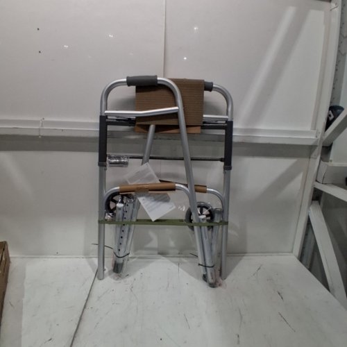 MEDLINE 2 BUTTON FOLDING WALKER 5'' WHEELS 300LB WEIGHT CAPACITY (MODEL:MDS86410W54H) image 2