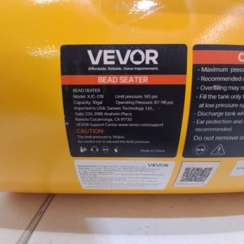 VEVOR TIRE BEAD SEATER AIR BLASTER WITH PRESSURE GAUGE & HANDLE - 10 GAL - YELLOW (MODEL:XJC-019) image 2