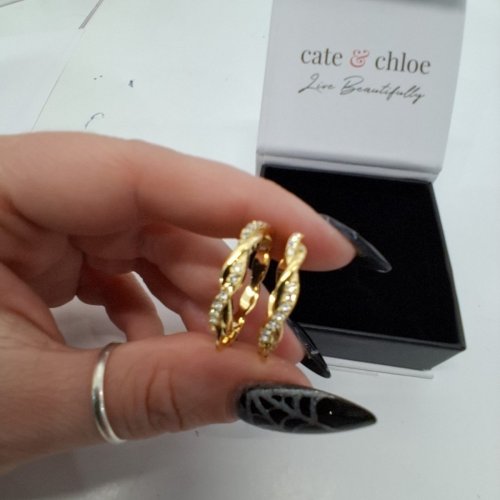 WOMENS CATE & CHLOE LAUREN TWIST HOOP EARRINGS - GOLD TONE/20 MM(STYLE: CCDE22237ER-YG) image 3