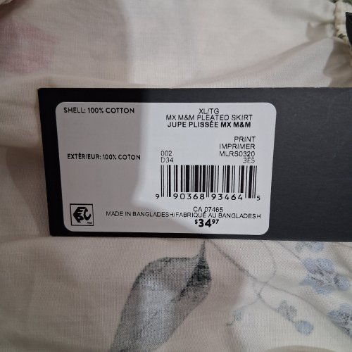 COTTON FLORAL PLEATED SKIRT - EXTRA LARGE - CREAM (STYLE: MLRS0320) image 3