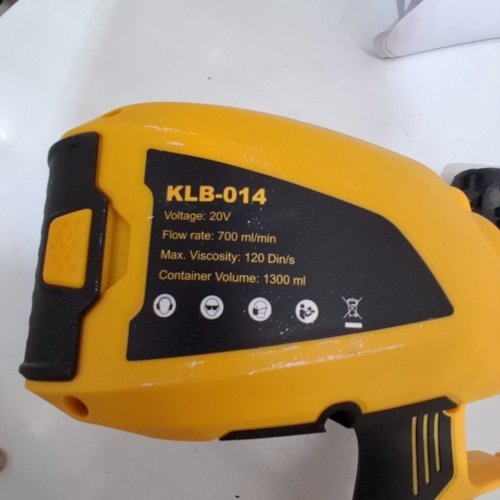 HOYOA CORDLESS PAINT SPRAYER GUN WITH DEWALT 20V BATTERY - 1300ML - YELLOW/BLACK (MODEL: KLB-014) image 6