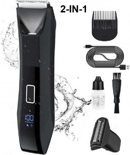 2-IN-1 BOMIC GROIN & BODY HAIR TRIMMER - BLACK (MODEL: 351) image 2
