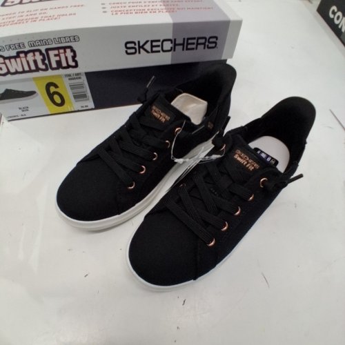 WOMEN'S SKECHERS SWIFT FIT MEMORY FOAM SNEAKERS SHOES - SIZE 6 - BLACK/BRASS (STYLE: 4888406 / 179228CS) image 2