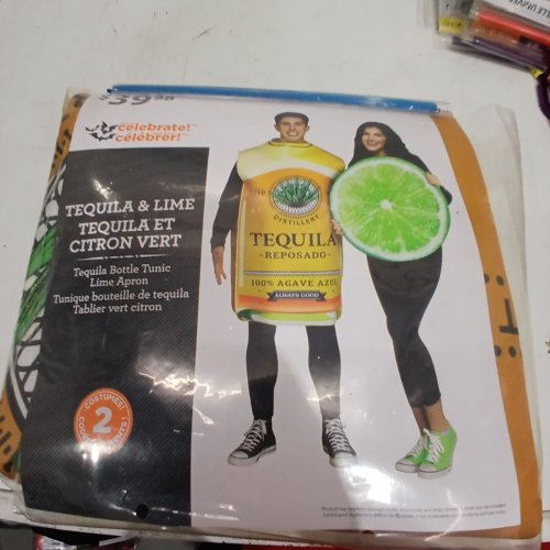 2PC ADULT WAY TO CELEBRATE TEQUILA & LIME COSTUME - OSFM -GREEN AND YELLOW image 2