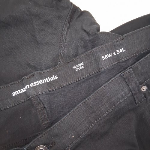 MENS AMAZON ESSENTIALS STRAIGHT LEG JEAN - 58W X 34 L - BLACK image 2