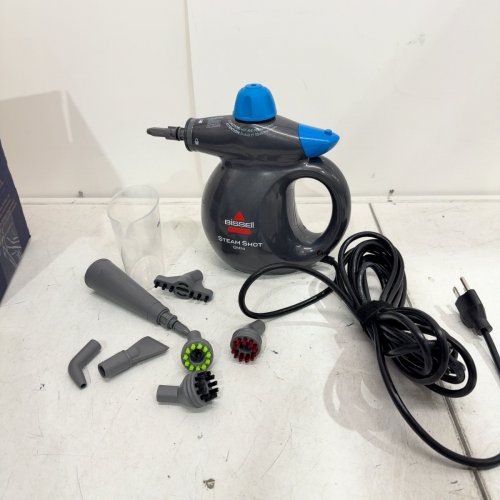 BISSELL STEAMSHOT OMNI HANDHELD PORTABLE HARD SURFACE STEAM CLEANER WITH ATTACHMENTS - 360ML - GREY/BLUE (MODEL: 4171B) image 3