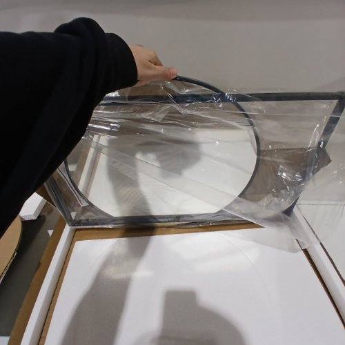 LETSFIELD ROUND WALL MIRROR WITH SHELF - 19.7" X 28" - BLACK image 4
